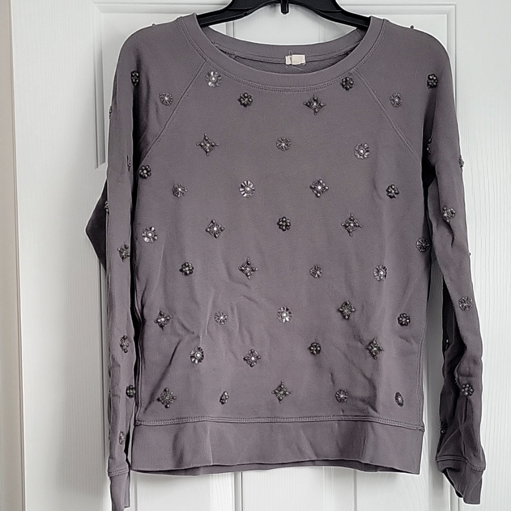 J.Crew Grey Embellished Sweater